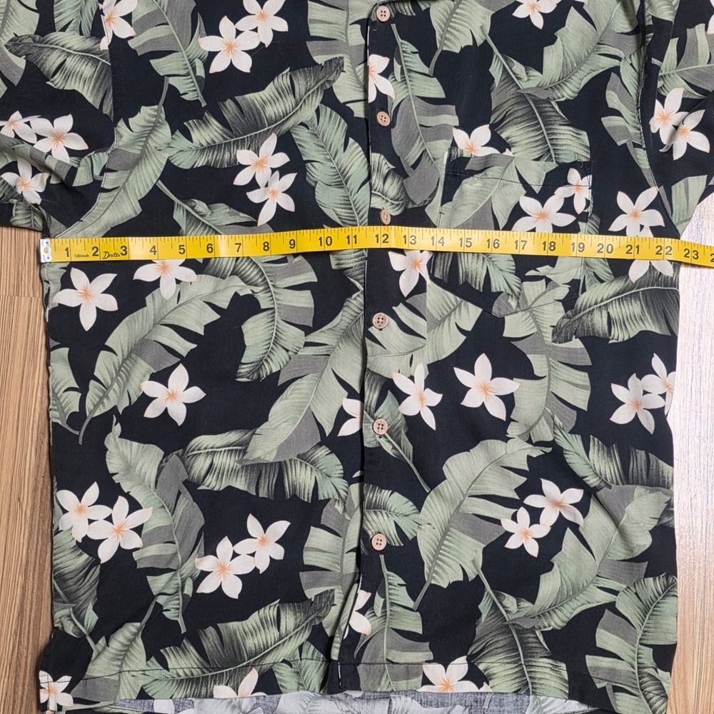 Jamaica Jaxx Silk Hawaiian Tropical Aloha Shirt Men's Size Large Green Button Up - Picture 5 of 7